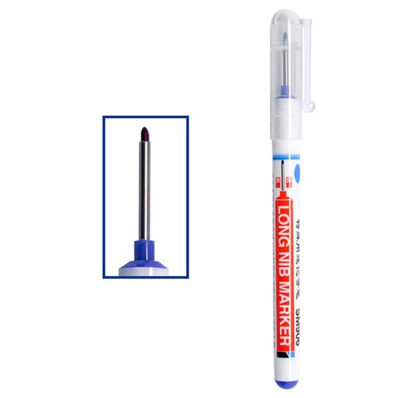 20mm cabeça longa marcadores banheiro carpintaria decoração multi-purpose buraco profundo marcador canetas: Azul