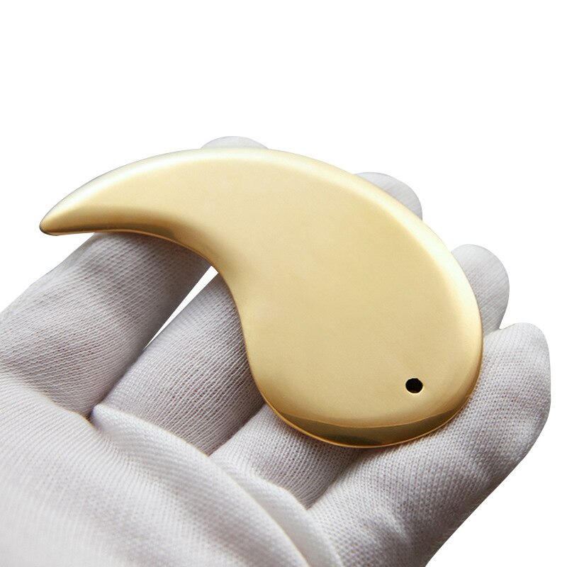 Pure Brass Copper Guasha Board Scraper Neck Body Meridian Scrapping Muscle Relaxing Acupuncture Stimulation Physical Therapy
