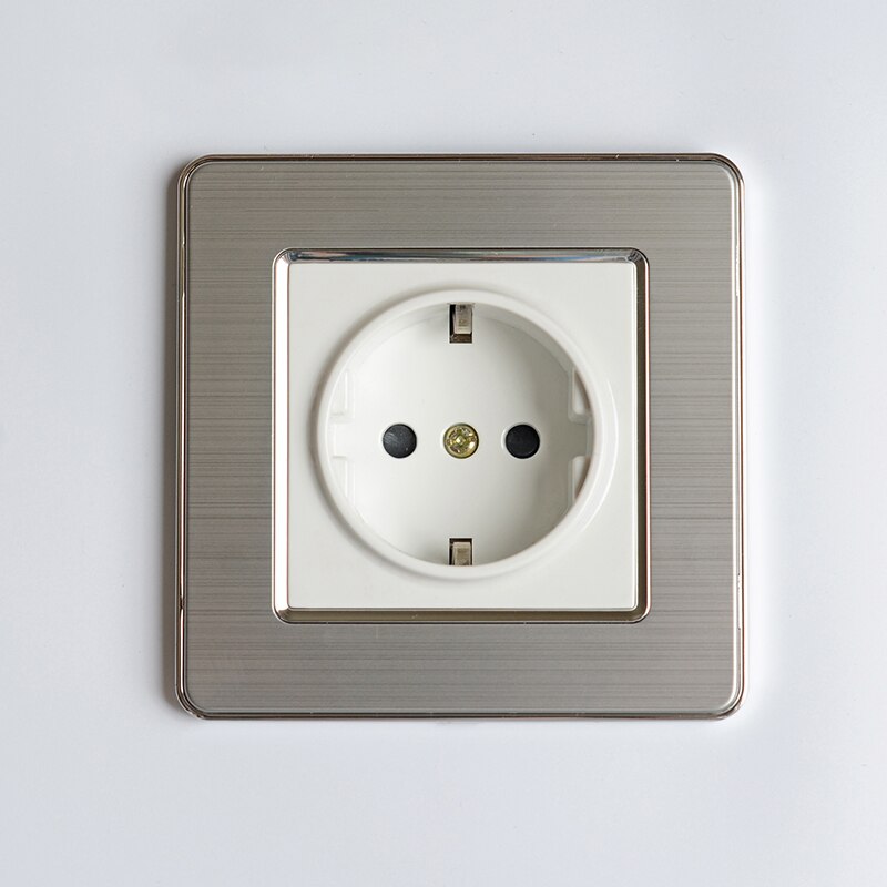 Avoir Eu/De/Ru Standaard Plug Aarding Stopcontact Rvs Panel Outlet 146Mm * 86Mm dubbele Plug Stopcontact