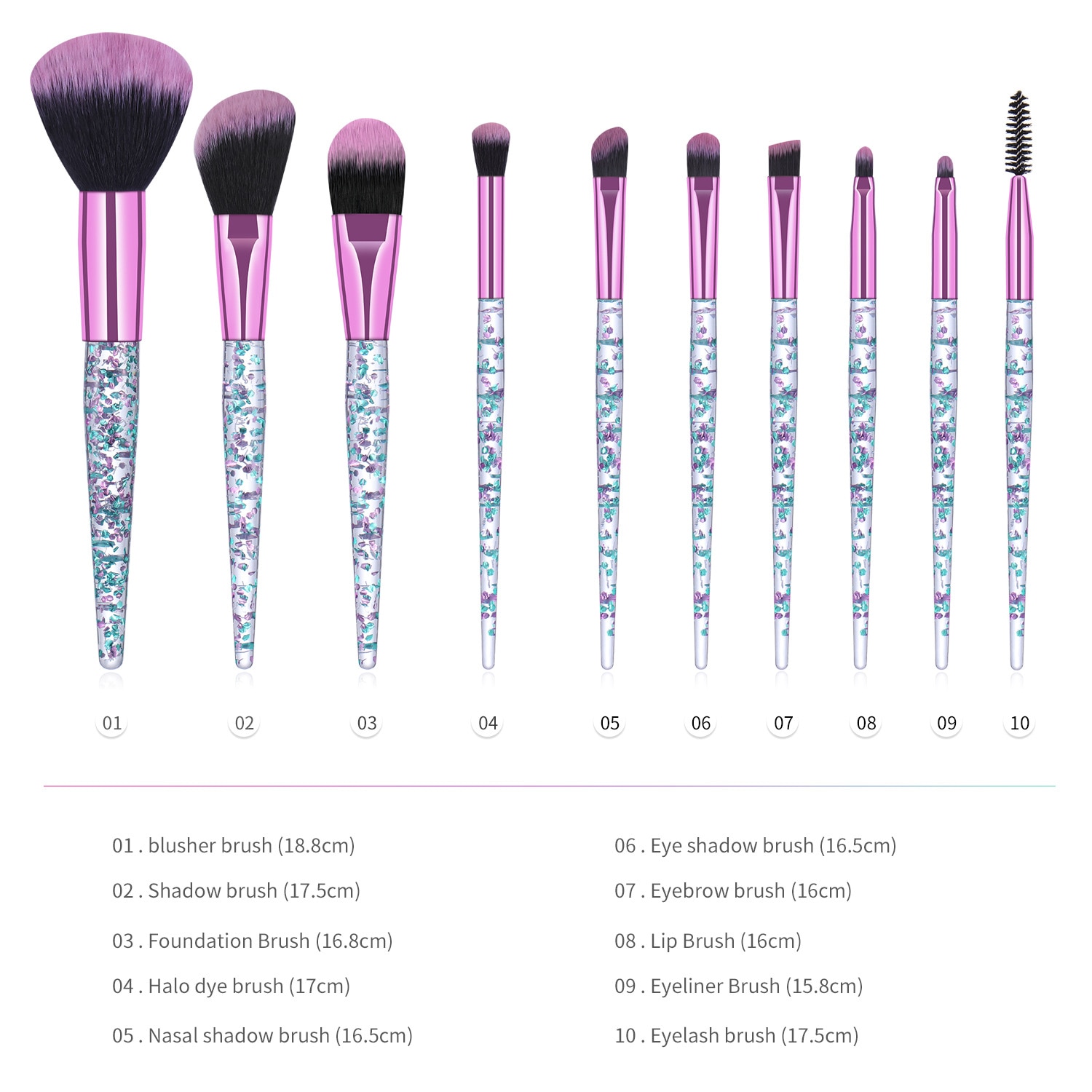 10 stuks make-up tools make-up kwasten set make-up kwasten set kristal gezichtspoeder make-up kwasten roze make-up kwast ki