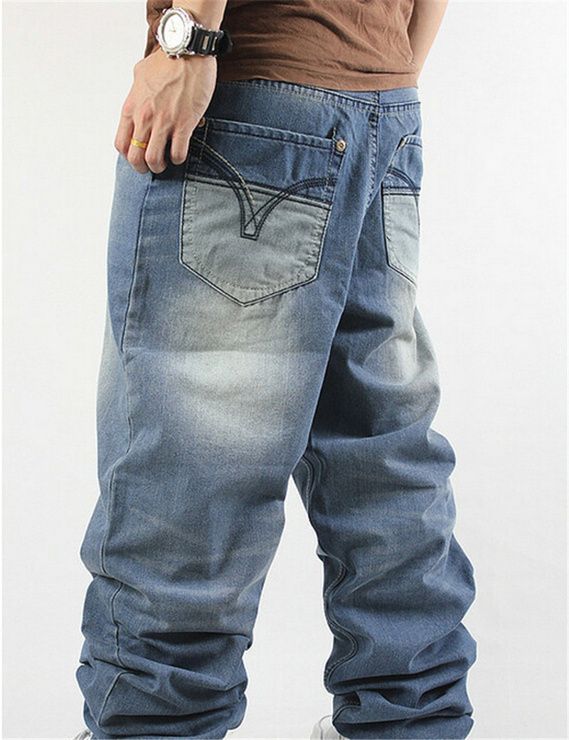 Harem style big yards jeans male tide of hip hop baggy jeans hip loose straight jeans bukser skateboard