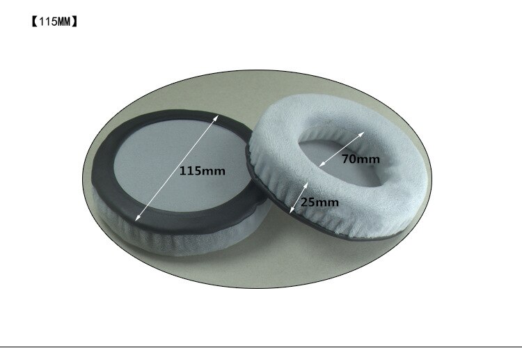 Allgemeine Grau Samt Schaum Ohr Pads Kissen 60 65 70 75 80 85 90 95 100 105 110 115 120MM für SONY für Sennheiser Kopfhörer: 115mm