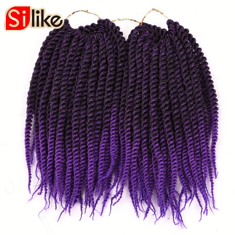 Synthetische Gehaakte Vlechten 24 Wortels Kids Senegalese Twist Haar 10 Inch Haak Twist Vlechten Haar Voor Kid Gehaakte Vlechten Haar: T1B/Paars