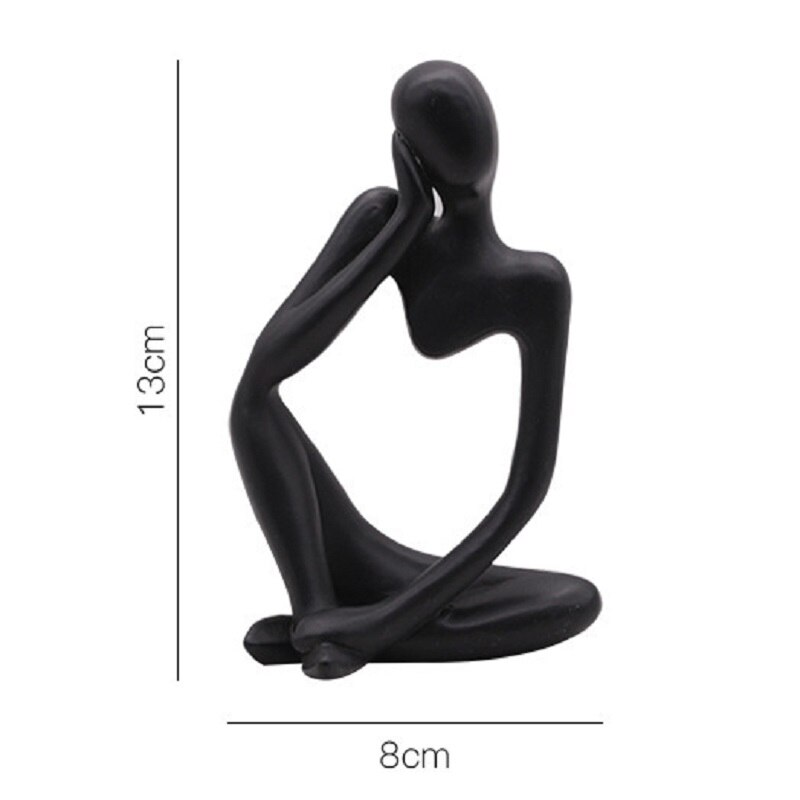 Tænker statue abstrakt figur skulptur små ornamenter harpiks statue hjemmehåndværk boligindretning moderne figurer til interiør: Sort 2