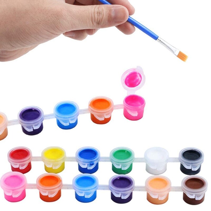 Pots de peinture vides, Mini récipients de stockage transparents et 20 pinceaux, artisanat de peinture, 20 bandes, 120 pièces