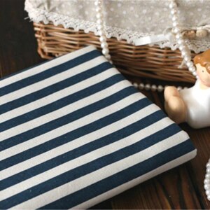 50cm * 150cm Streep Patroon Linnen Katoen Stof Canvas Thuis Bekleding Sofa Tafelkleed Materiaal: navy blue