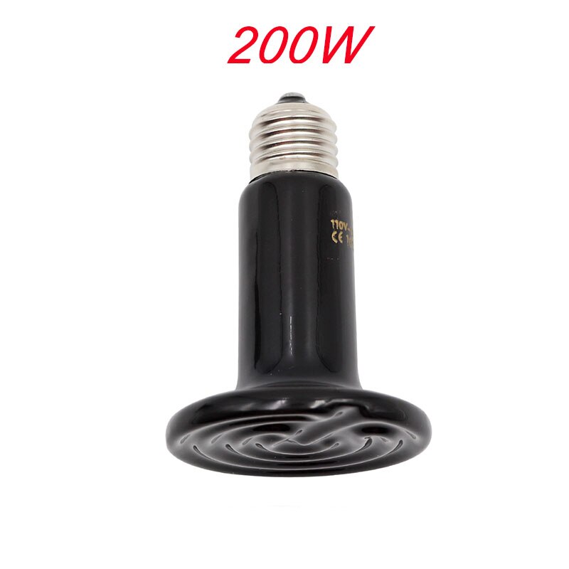 Kæledyrsvarmelampe keramisk emitter varmepære 25w/50w/75w/100w/150w/200w mini infrarød varmelampe til krybdyrslangeskildpadder: 200w