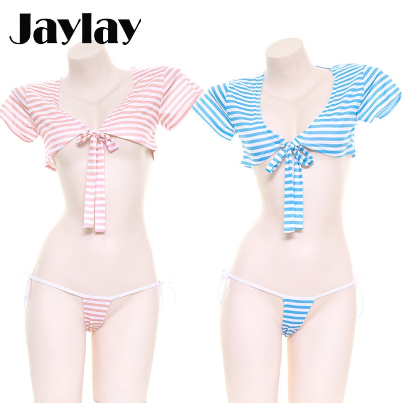 J ropa interior Sexy para mujeres y niñas, Braga Lolita a rayas, sujetador de dibujos animados para estudiantes, Cosplay para chicas, baile,