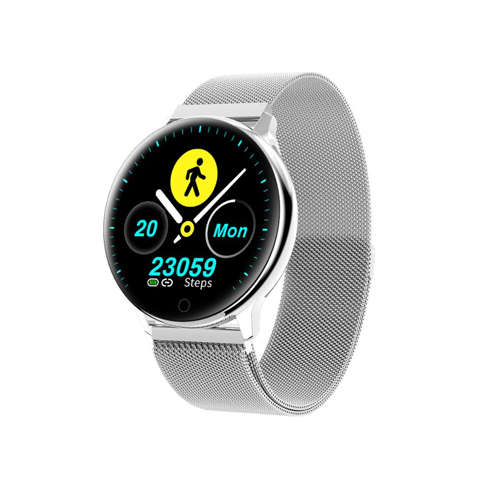 Smart ur kvinder mænd smartwatch til apple ios android electronics smart fitness tracker med silikone rem sportsure: Milanesisk skår