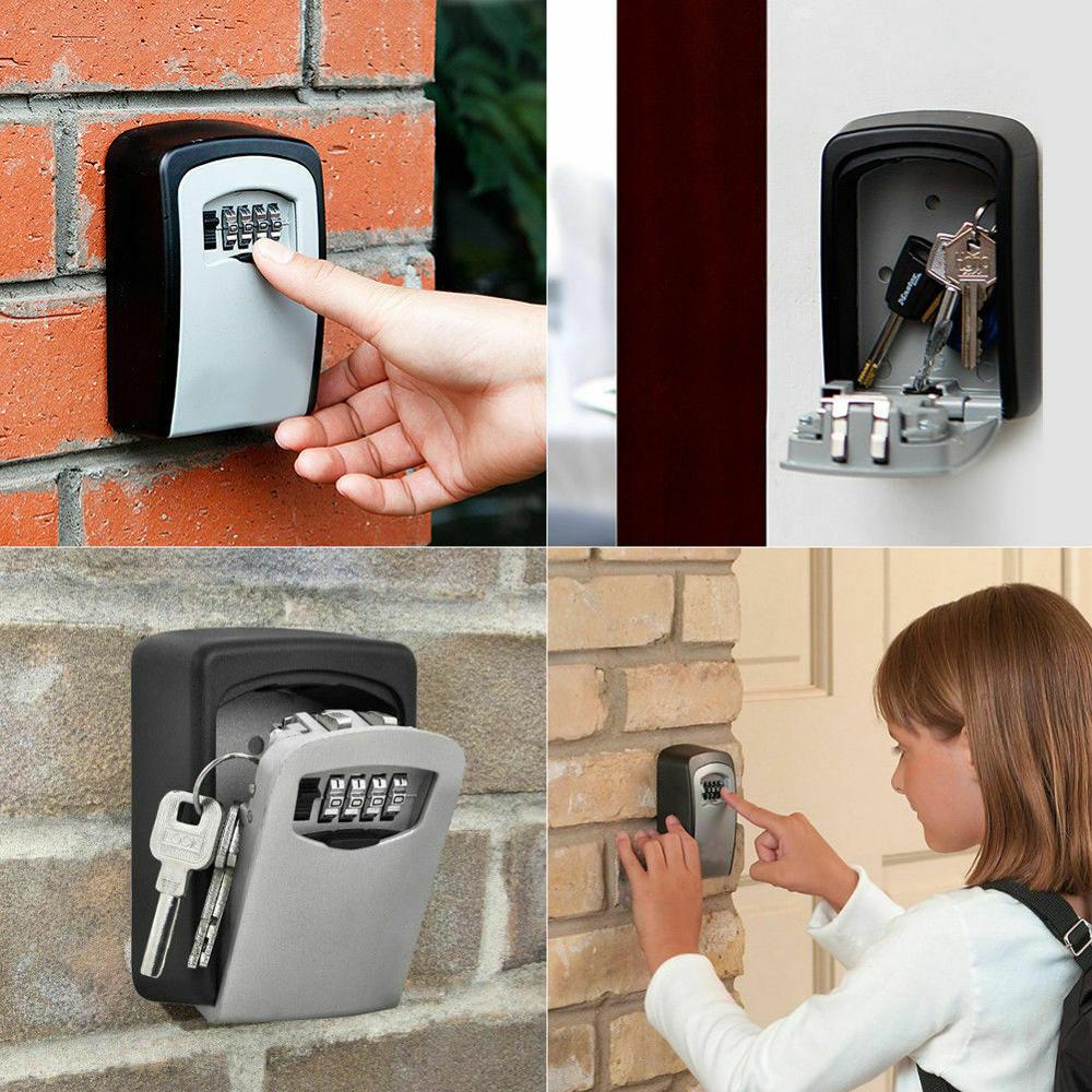 Pripaso 4 Digit Combination Key Lock Box Organizer Wall Mount Key Safe Box Metal Outdoor Security Key Storage Box For Indoor