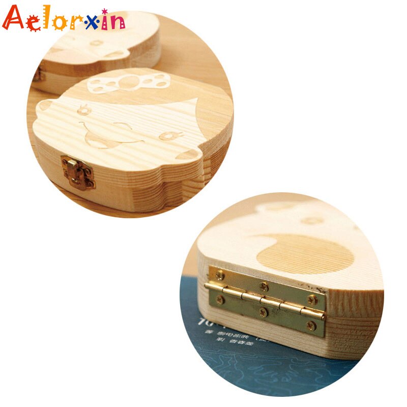 Engels/Spaans/Frans/Russisch/Italiaans Tand Baby Doos Houten Melk Tanden Doos In Spaans in-Engels Box Voor Baby