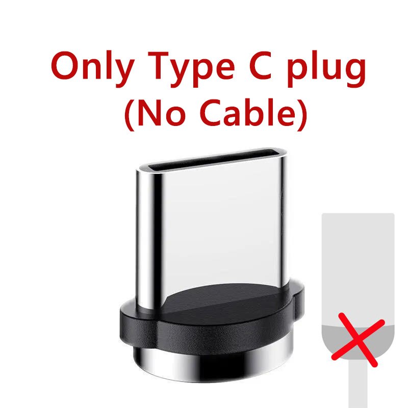 Runde magnetiske kabel stik 8 pin type c micro usb c stik hurtig opladning telefon magnet oplader stik til iphone 1m line opladning: Kun stik til type c