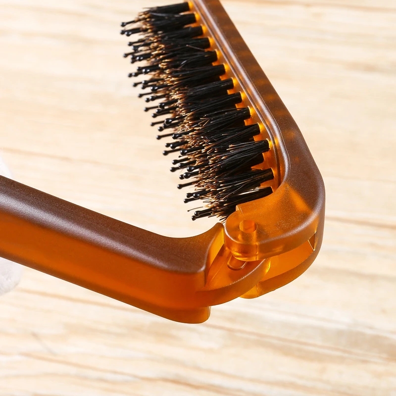 Peine de pelo plegable, cepillo de pelo portátil con cerdas de jabalí, masajeador de cabeza, peines de viaje, Accesorios para peinados