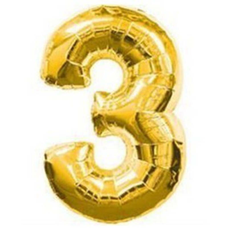 number 16 inches of gold and silver balloons on Year's birthday party balloons decoration family wedding 1 PCS: gold 3