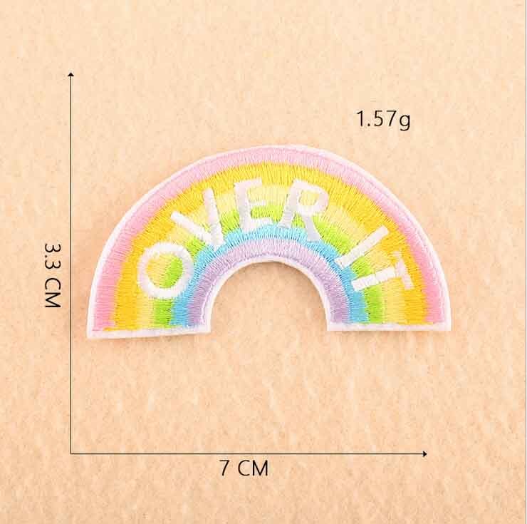 Pink Colourful Rainbow Smile Flower Iron On Embroidered Clothes Patches For Girl Women Clothing Stickers