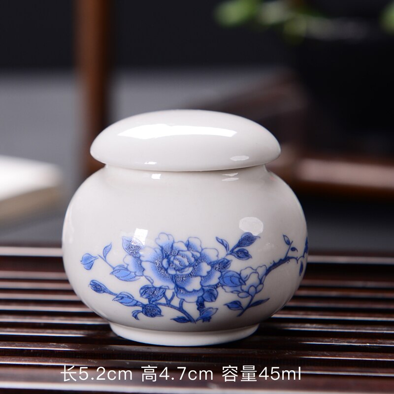 Caja de almacenamiento portátil, recipiente de té sellado de cerámica para viaje, Mini tetera de Kung Fu, de porcelana, tarro de cerámica: Blue peony