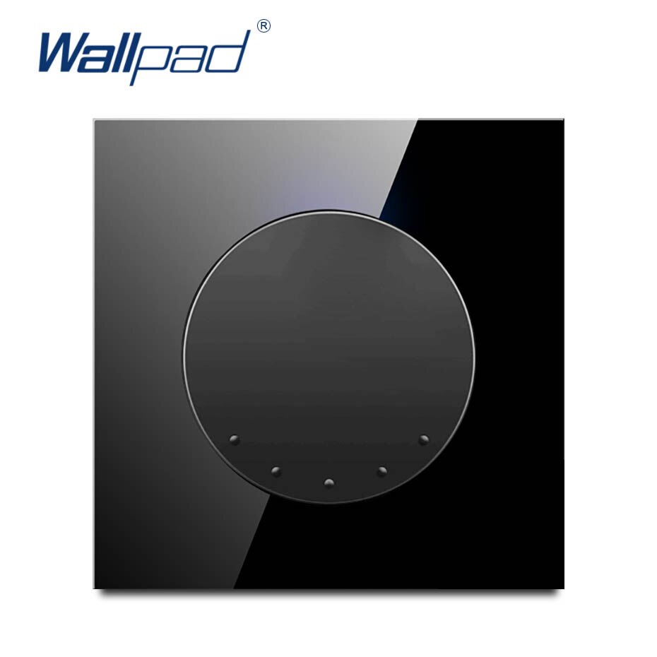 Wallpad Random Click Push Button Wall Light Switch With LED Indicator Socket Black Tempered Glass Panel For Home: 1 Gang Intermediate