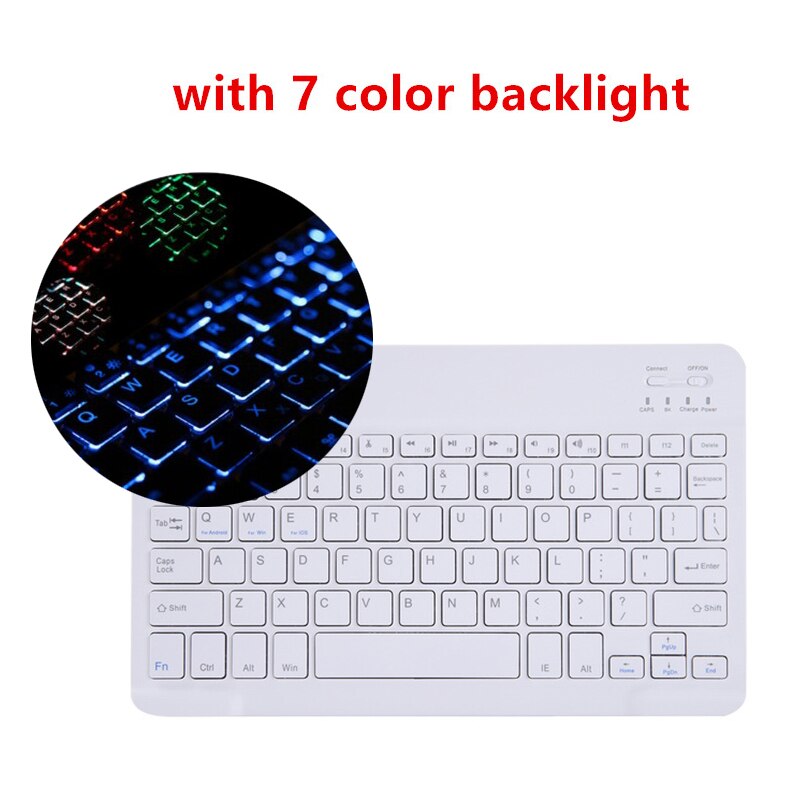 Bluetooth-toetsenbord voor samsung galaxy tab  a 10.1 sm-t510 sm-t515 leren hoes afneembare toetsenbordhoes voor samsung  t510: W toetsenbord achtergrondverlichting