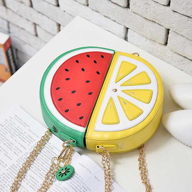 Leuke zomertas voor dames van pu leer, schattige fruitpakketjes, schoudertas met watermeloen