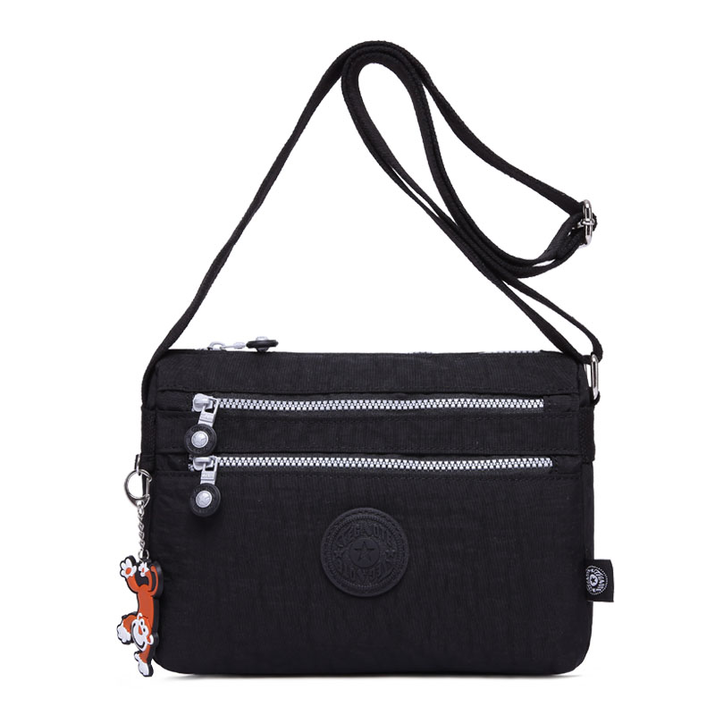 TEGAOTE Small Shoulder Bags Female Solid Mini Bags Handbags Women Famous Zipper Flap Nylon Beach Crossbody Bag Sac A Main: black