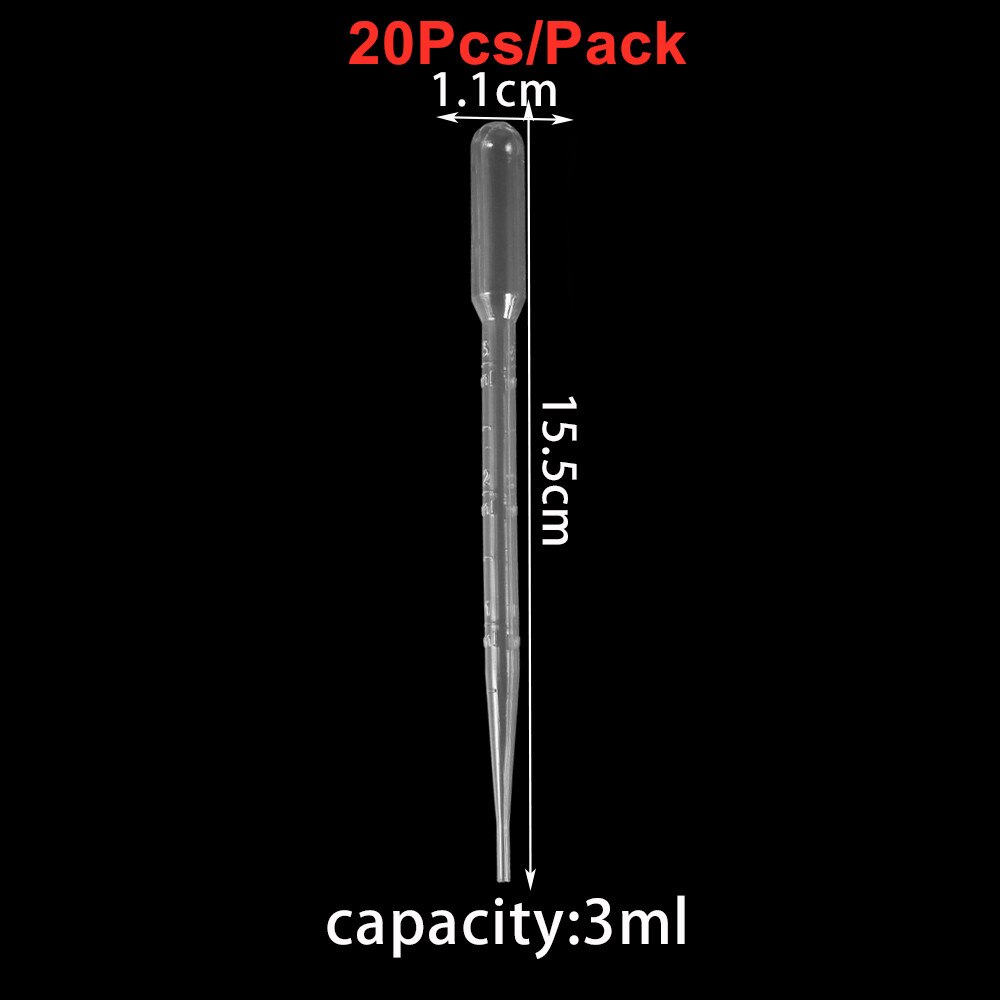 20-200Pcs 0.2-3ML Plastic Disposable Pipettes Squeeze Transfer Pipettes Dropper For Silicone Mold UV Epoxy Resin Jewelry Making: 3ml 20pcs