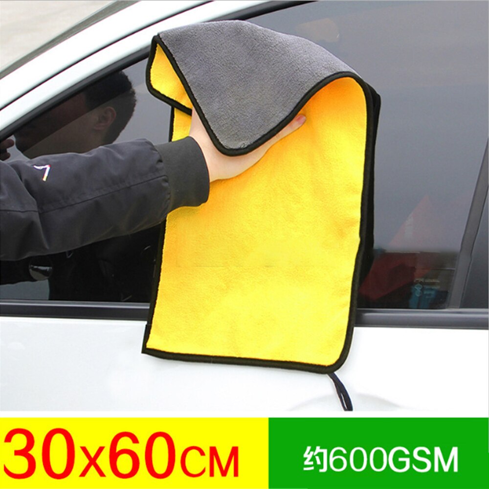 Super absorbant lave-auto microfibre serviette voiture nettoyage séchage tissu grand ourlet voiture soin tissu détaillant serviette 30*60: 30x60cm 600GSM
