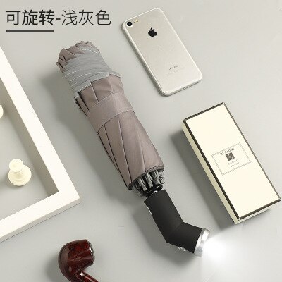 Automatic Umbrella 10 Ribs Windproof Reflective Stripe Umbrella Folding Travel Umbrellas with LED Light Flashlight: Rotatable-5