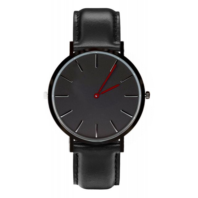 Black Case Zwarte Wijzerplaat Gezicht Horloges Quartz Beweging