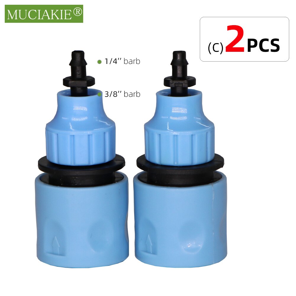 MUCIAKIE 2pz Attacco Rapido Adattatore con 1/4 (ID 4mm) o 3/8 &#39;&#39;(8mm) connettore spinato Nastro A Goccia per L&#39;irrigazione Irrigazione del Giardino: Bluex2pcs