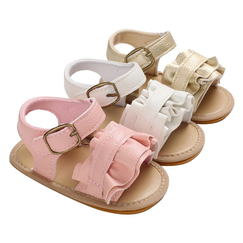 Baby 2020 trend baby meisjes zomer sandalen pu leer ruches zachte zool antislip stijlvolle strand casual schoenen schoeisel
