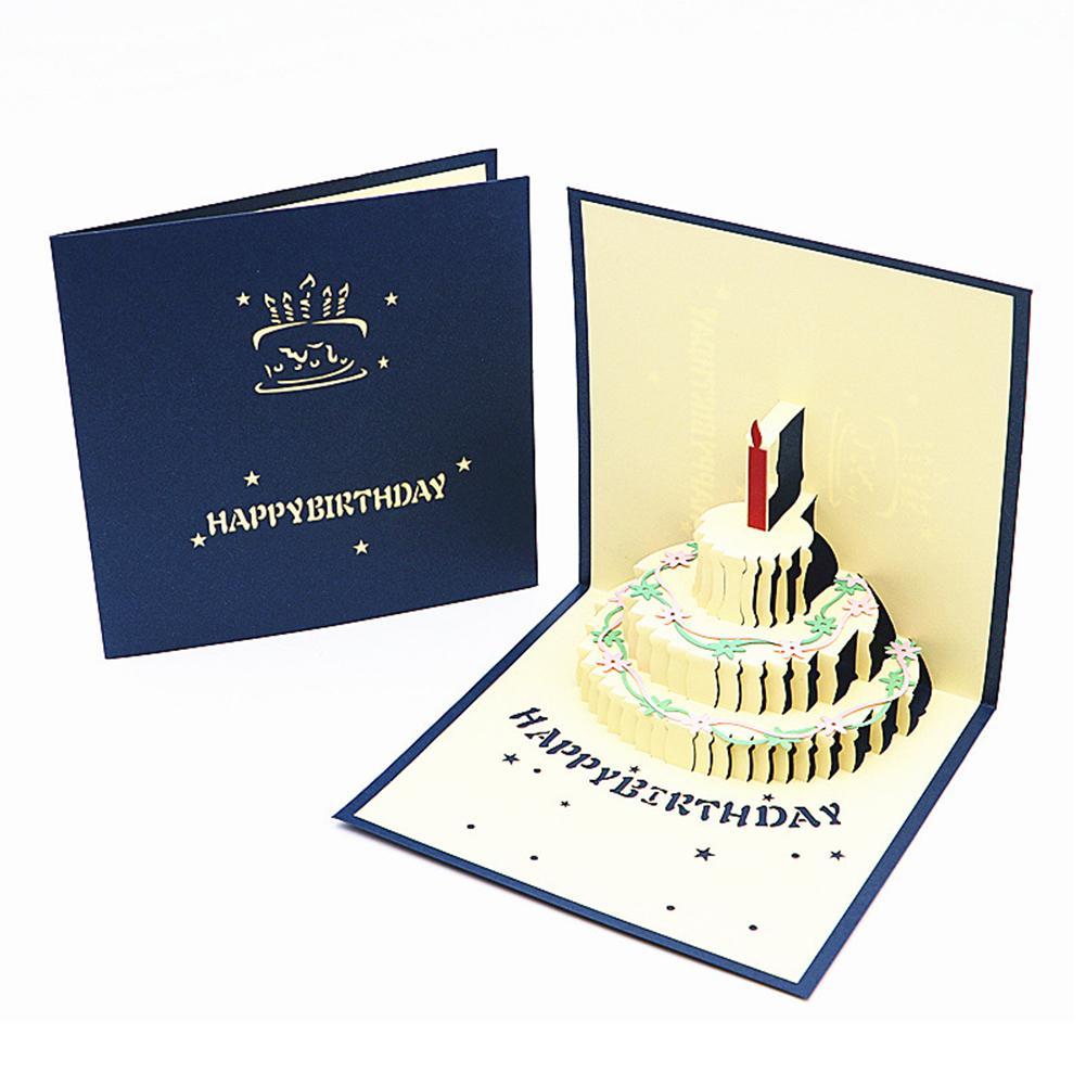 Happy Birthday Lover Anniversary Invitations Cake 3D Greeting Card Postcard