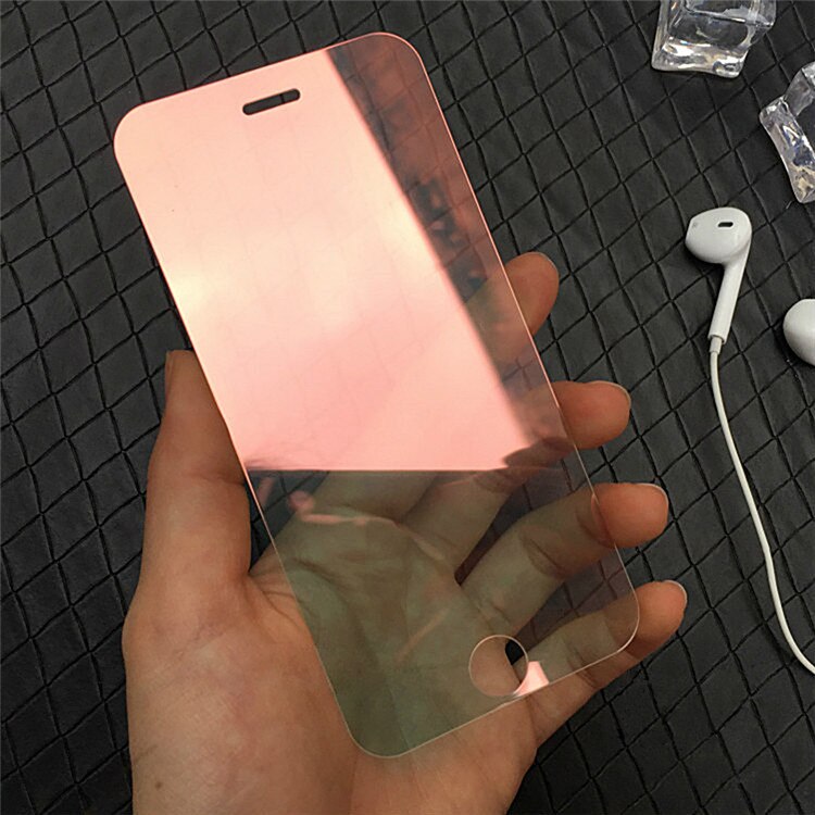 9H Colorful Mirror Tempered Glass Screen Protector for iPhone X XS 5 5S SE 6 6S 7 8 Plus Full Cover Film Protective Guard Case: Red / 5 5S SE