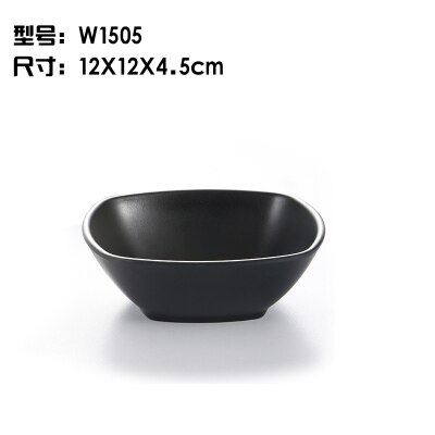 Japanese matt black tableware seasoning bowl square plastic CONGEE soup rice dipping bowl for kaiteen: W1505