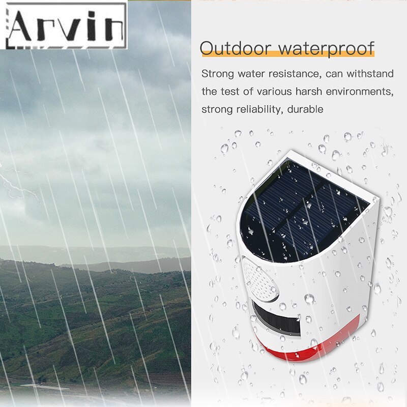 120dB For Intelligent Alarm Security System With 433 Remote Control Solar Energy Outdoor Wireless Flashing Light Alarm Siren