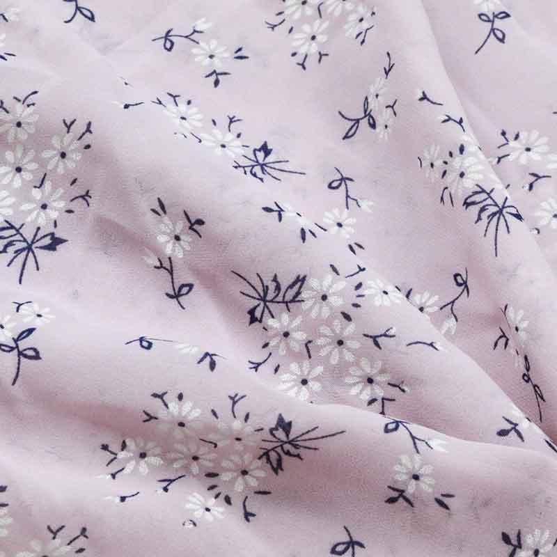 Tela de tul de gasa estampada suave Floral rosa, gris, verde, amarillo para camisas de vestir, por metros: 3