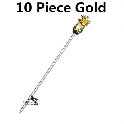 Varillas de agitación para bebidas, palitos de acero inoxidable para cóctel, fruta, Length-11.5cm, accesorio para , 10 Uds.: 10pcs Gold