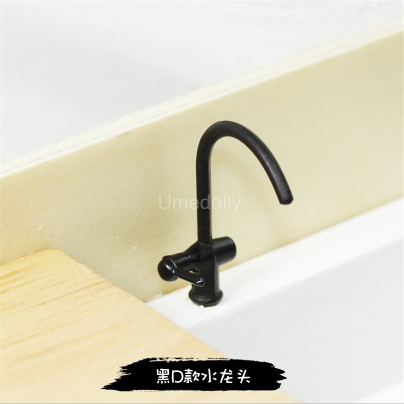 1PCS 1/12 Skala Miniatur Puppenhaus Wasserhahn Mini Wasserhahn Puppe Haus Wc Küche Waschbecken DIY Möbel Zubehör Spielzeug: black D