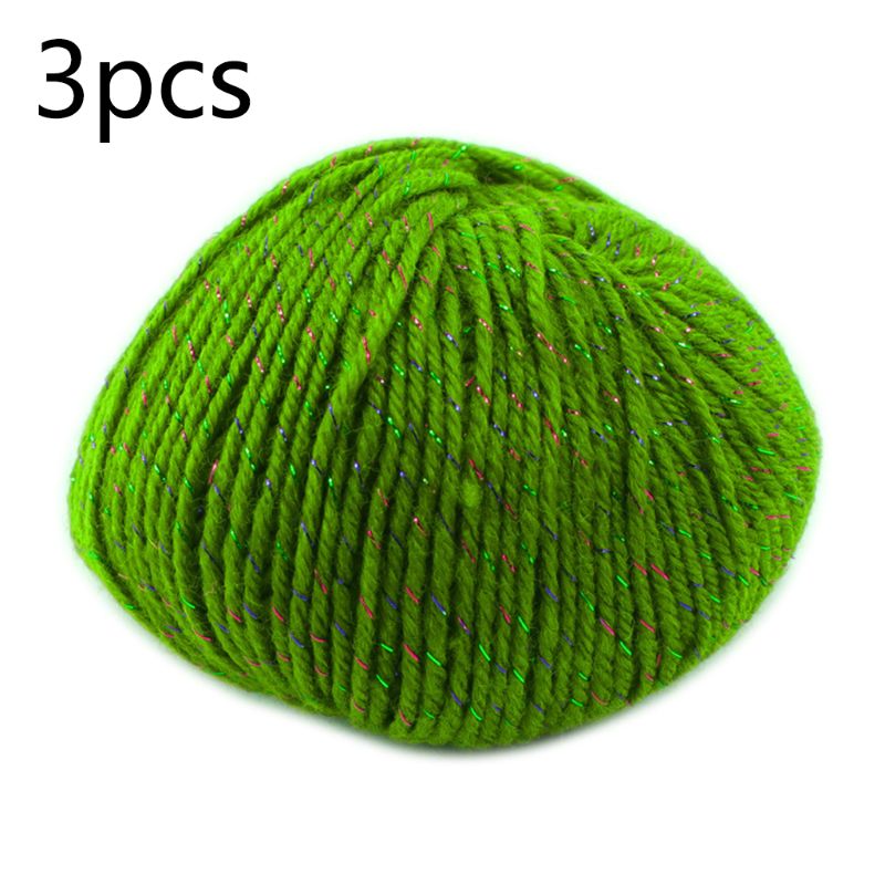 3 Roll 2 Strand Medium Thick Acrylic Fiber Hand Knitting Yarn Colorful Shiny Metallic Crochet Wool Thread for DIY Scarf