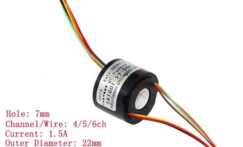 1PCS 2/4/6/8/12ch Wires 2A 10A Hollow Shaft Slip Ring Hole 5-38.1mm D22-99mm Conductive Rotary Joint Electric Slipring Connector