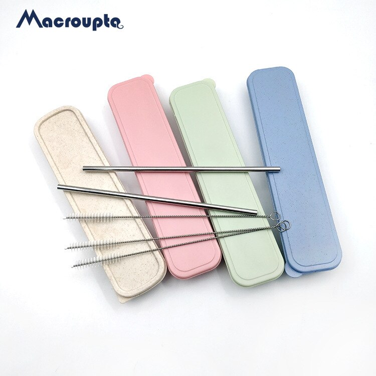 Paille métallique réutilisable en acier inoxydable 304 de avec brosse de nettoyage pour tasses 20/30oz, 4/8 pièces