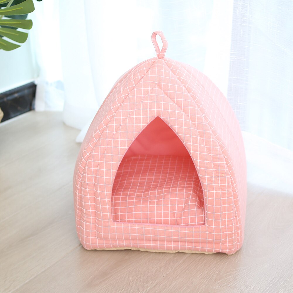 Cama para gato y perro de tela plegable forma de cono suave Casa de gato mascota nido para dormir cálido para gatos lavables suministros para mascotas lindas: 2 / 40x40x35cm