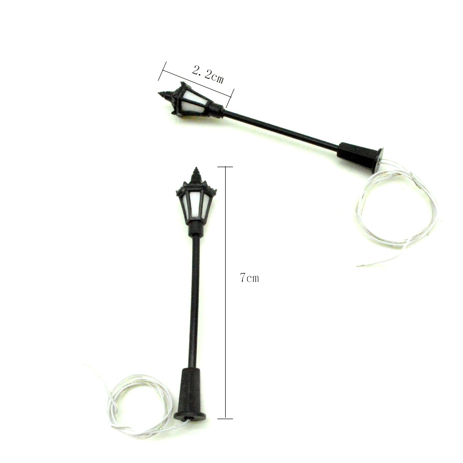 Tuin Licht Miniatuur Model Lamp 3V Led 7Cm Lantaarnpaal Voor Model Trein Landschap Landschap Zand Tafel Layout 10 stuks