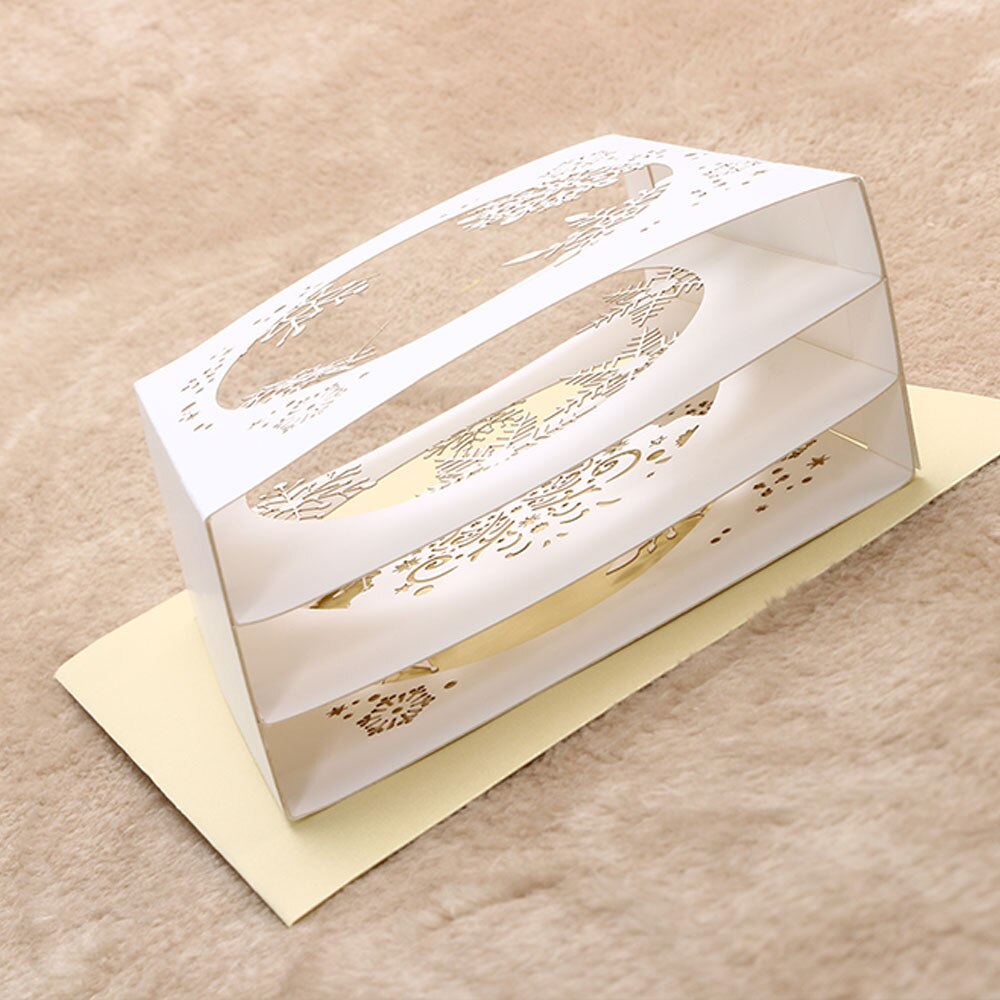 1Pc Stylish Handmade 3D Pop Up Tree Box Snowflake Greeting Card Merry Christmas Party Supplies