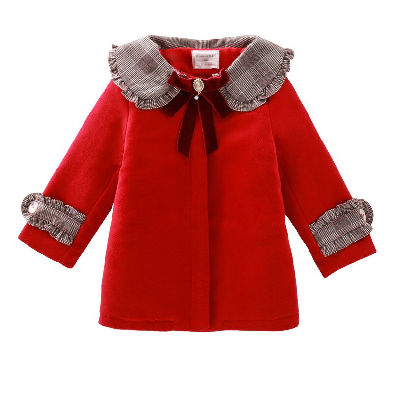 Kinderen wollen jas voor meisjes kinderen herfst winter wollen overjas jassen kerst kostuums rode bovenkleding tops kleding voor 3-12y