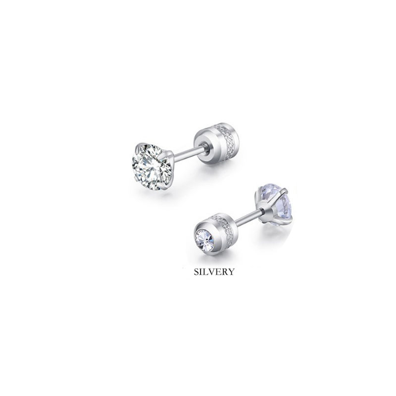 2pcs 20G Hypoallergenic Titanium Steel Stud Earrings for Men Women, Zircon Screw Back Earring Cartilage Tragus Ear Piercing: black / Light Yellow Gold Color