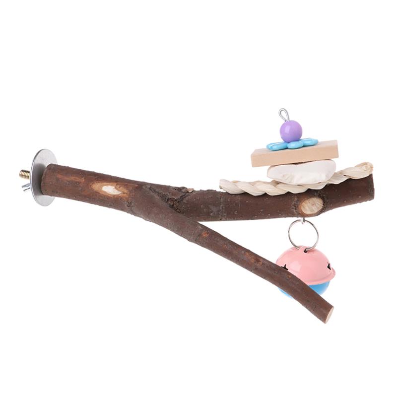 20cm Parrot Raw Wood Fork Tree Branch Stand Rack Toy Hamster Branch Perches For Bird Cage Pet Bird Wooden Parrot Stand