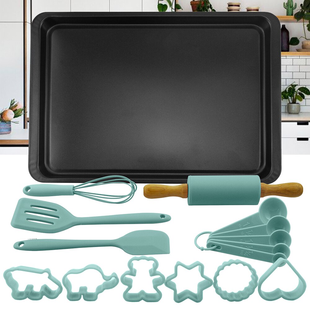 Cookie Baking Set 16 Piece for Kids Cake Pan Nonstick Bakeware Set Kids Cooking and Baking Set for Child Easy Layered Sheet