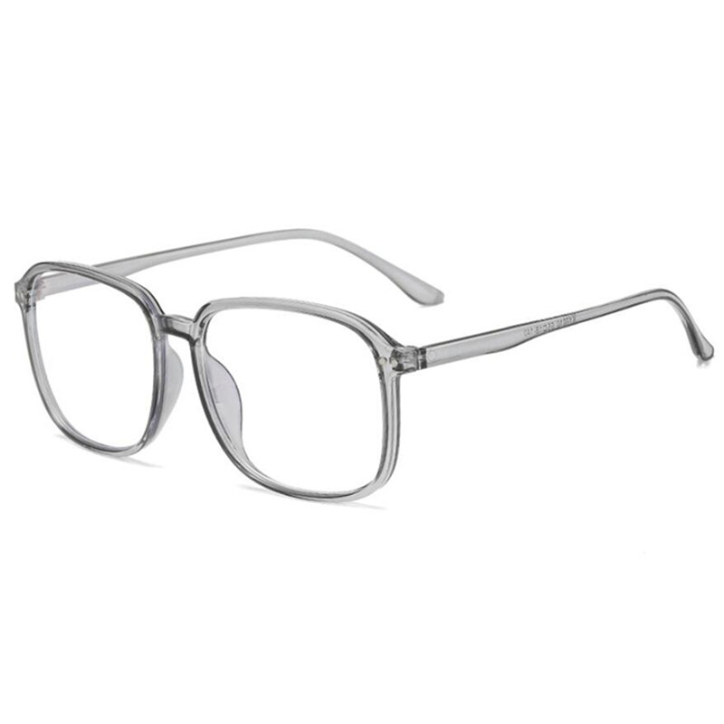 Con marco grande gafas graduadas para miopía mujeres hombres ultraligero transparente PC prescripción gafas 0-0,5-1,0-1,5 To-6,0: Myopia -5.5 / Transparent Gray