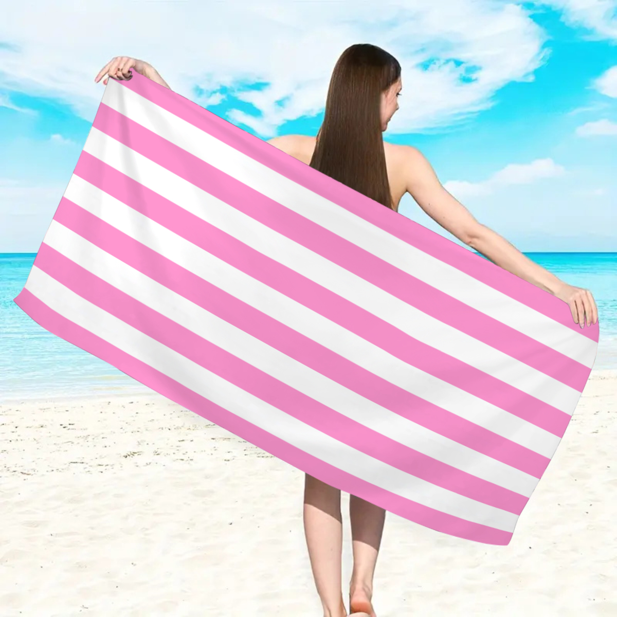 150/178cm 1pc Minimaal gestreepte strandhanddoek Ultra fijne vezels Sneldrogend Absorberende handdoek Strandzwemmen Vakantiehanddoek Deken