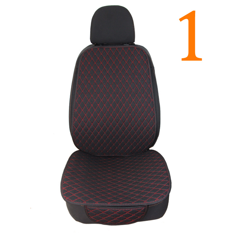 1 Zetel Vlas Auto Bekleding Met Rugleuning Auto Zitkussen Protector Pad Mat Voor Auto Voor Auto Styling Interieur: 1 black with red